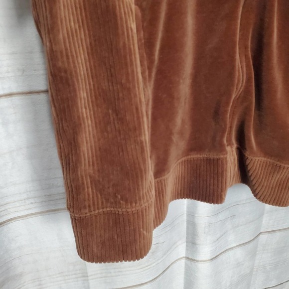 Karen Scott Vintage Zip Up Hoodie Womens Large Velour Brown Hooded 90s Retro Y2K - Picture 3 of 10